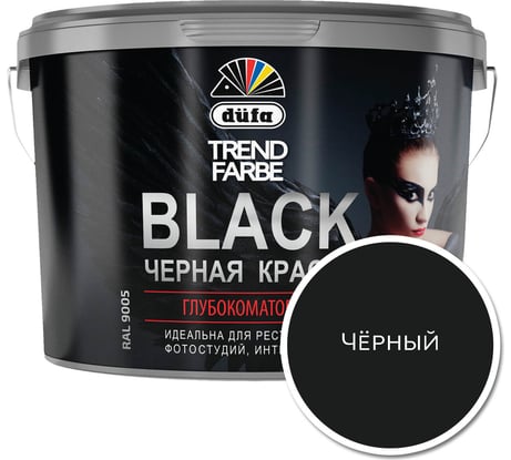 Краска Dufa TREND FARBE ВД BLACK RAL 9005, 5 л МП00-006782