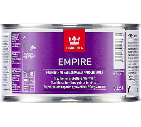 Краска для мебели TIKKURILA Эмпире База С, 0.225 л, полуматовая 27834