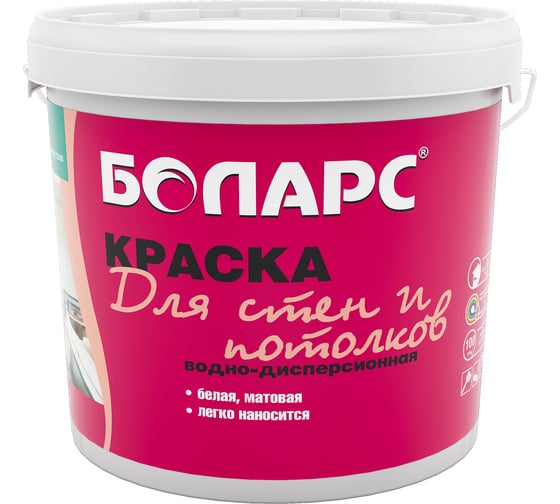 Краска для стен и потолков БОЛАРС (2100), 40 кг 00000004012 1