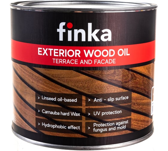 Масло для террас и фасадов Finka Exterior Wood Oil для внутренних и наружных работ, льняная основа, лесной орех (Нazelnut), 2.2 л FO-22H