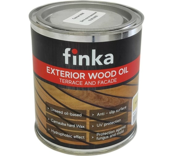 Масло для террас и фасадов Finka Exterior Wood Oil для внутренних и наружных работ, льняная основа, лесной орех (Нazelnut), 0.75 л FO-075H