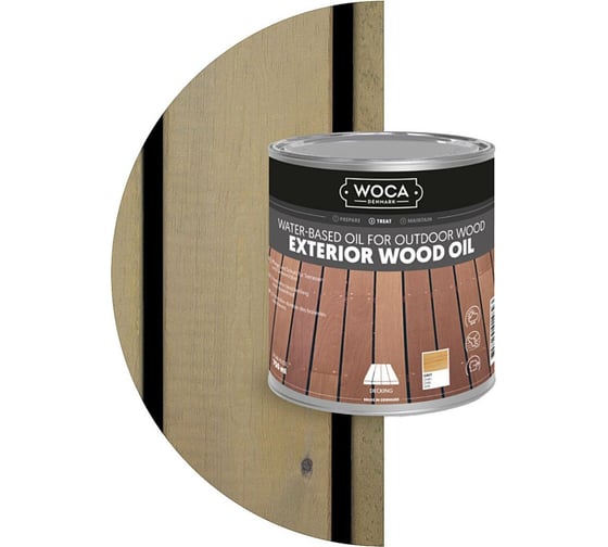 Масло Woca Exterior Wood Oil для наружных работ, водная основа, Серый (Grey), 0.75 л 617941 1
