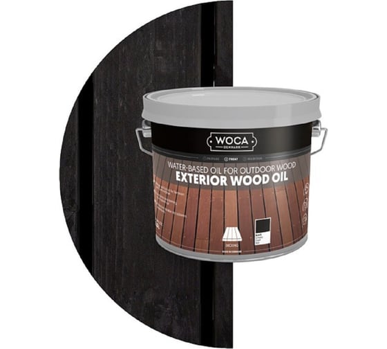 Масло для наружных работ Woca Exterior Wood Oil Black (водная основа; 2.5 л; чёрный) 617950 1