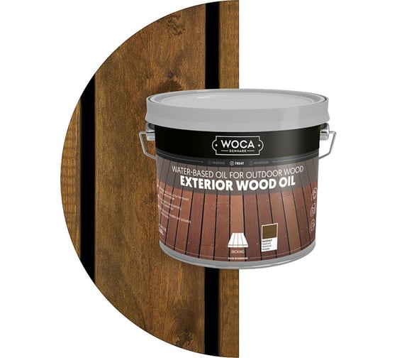 Масло Woca Exterior Wood Oil для наружных работ, водная основа, Лесной орех (Hazelnut), 2.5 л 618425 1