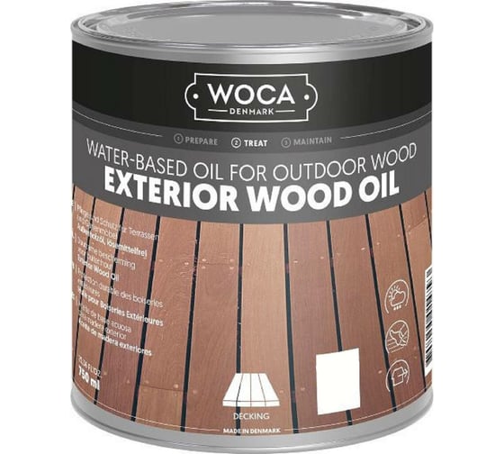 Масло Woca Exterior Wood Oil для наружных работ, водная основа Hazelnut лесной орех, 0.75 л 618410