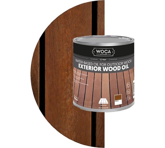 Масло Woca Exterior Wood Oil для наружных работ, водная основа, Мербау (Merbau), 0.75 л 618310 1