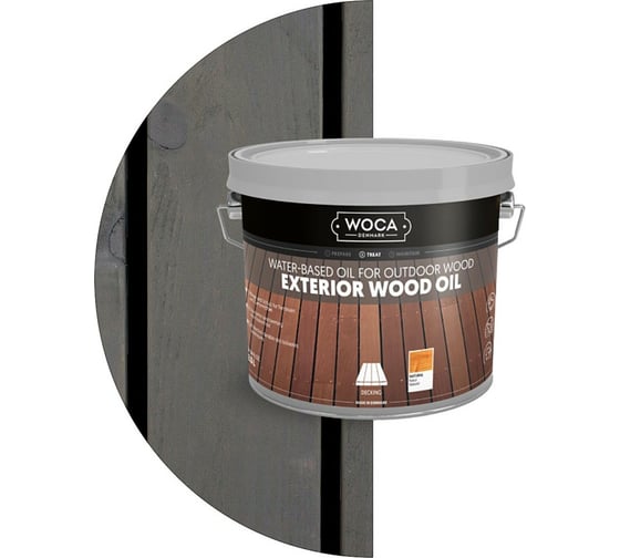 Масло Woca Exterior Wood Oil для наружных работ, водная основа, каменный серый (Stone Grey), 2.5 л 618125