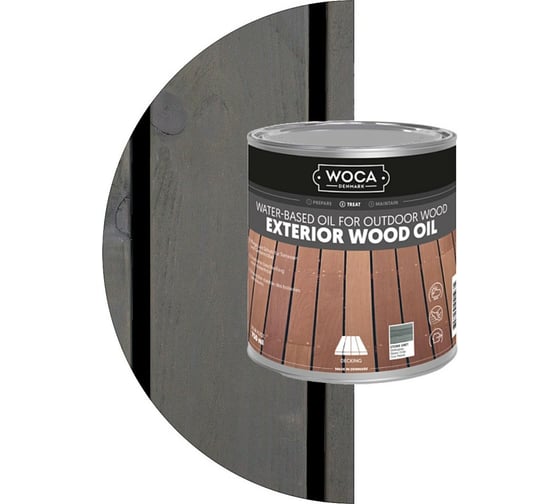 Масло Woca Exterior Wood Oil для наружных работ, водная основа, каменный серый (Stone Grey), 0,75 л 618110 1