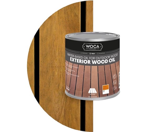 Масло Woca Exterior Wood Oil для наружных работ, водная основа, Тик (Teak), 0.75 л 617938 1