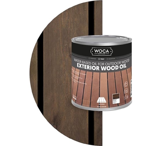 Масло Woca Exterior Wood Oil для наружных работ, водная основа, Грецкий орех (Walnut), 0.75 л 617942 1