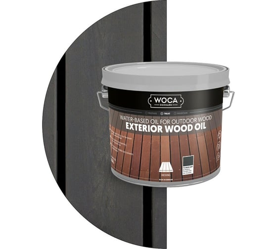 Масло Woca Exterior Wood Oil для наружных работ, водная основа, Грозовой серый (Thunder Grey), 2.5 л 618225
