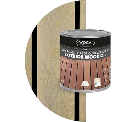 Масло Woca Exterior Wood Oil для наружных работ, водная основа, Белый (White), 0.75 л 617945 1