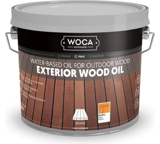 Масло Woca Exterior Wood Oil для наружных работ, водная основа, Натуральный (Natura), 2.5 л 617951