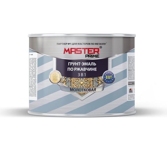 Грунт-эмаль по ржавчине MASTER PRIME 3 в 1 молотковая изумруд, 0.4 л 4300008289