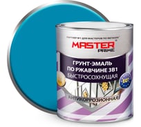 Грунт-эмаль по ржавчине MASTER PRIME 3 в 1 быстросохнущая, голубой, 2 л 4300005411
