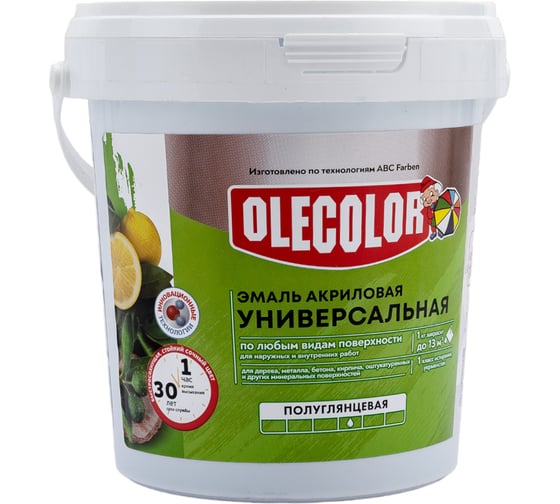 Акриловая эмаль OLECOLOR полуглянцевая, голубой, 0.8 кг 4300002388