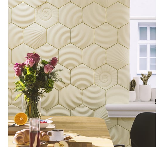 Стеновые панели 3D Artpole HEKSA-sea (гипсовые; белые; 8 шт; 0,208 кв.м) E-0010-U