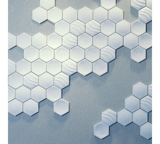 Стеновые панели 3D Artpole HEKSA-wave (гипсовые; белые; 8 шт; 0.208 кв.м) E-0008-U