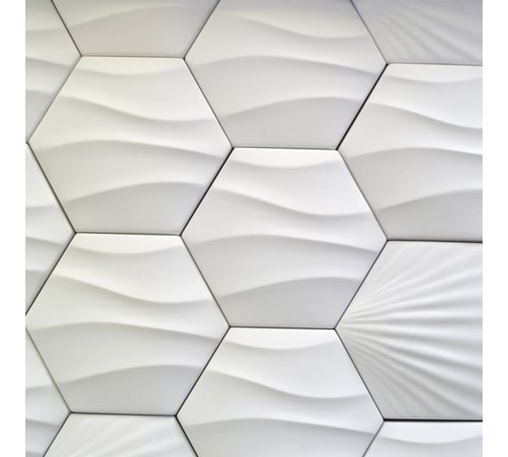 Стеновые панели 3D Artpole HEKSA-wave (гипсовые; белые; 8 шт; 0.208 кв.м) E-0008-U