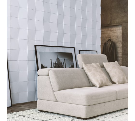 Стеновые панели 3D Artpole KVADRO-gamma (гипсовые; белые; 10 шт; 0,4 кв.м) E-0002-U