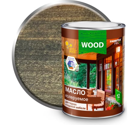 Колеруемое масло для террас и садовой мебели FARBITEX (венге; 3 л) 4300009034