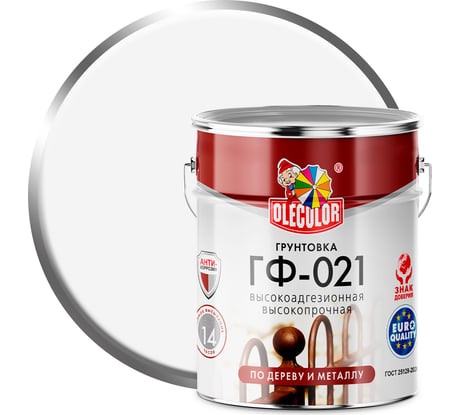 Грунтовка OLECOLOR ГФ-021 белый, 6 кг 4300009184