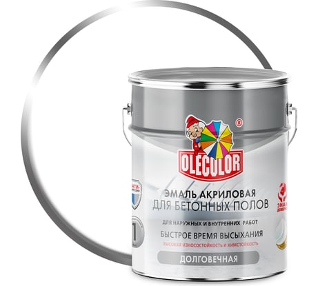 Акриловая эмаль для бетонных полов OLECOLOR белый, 3.5 кг 4300007705