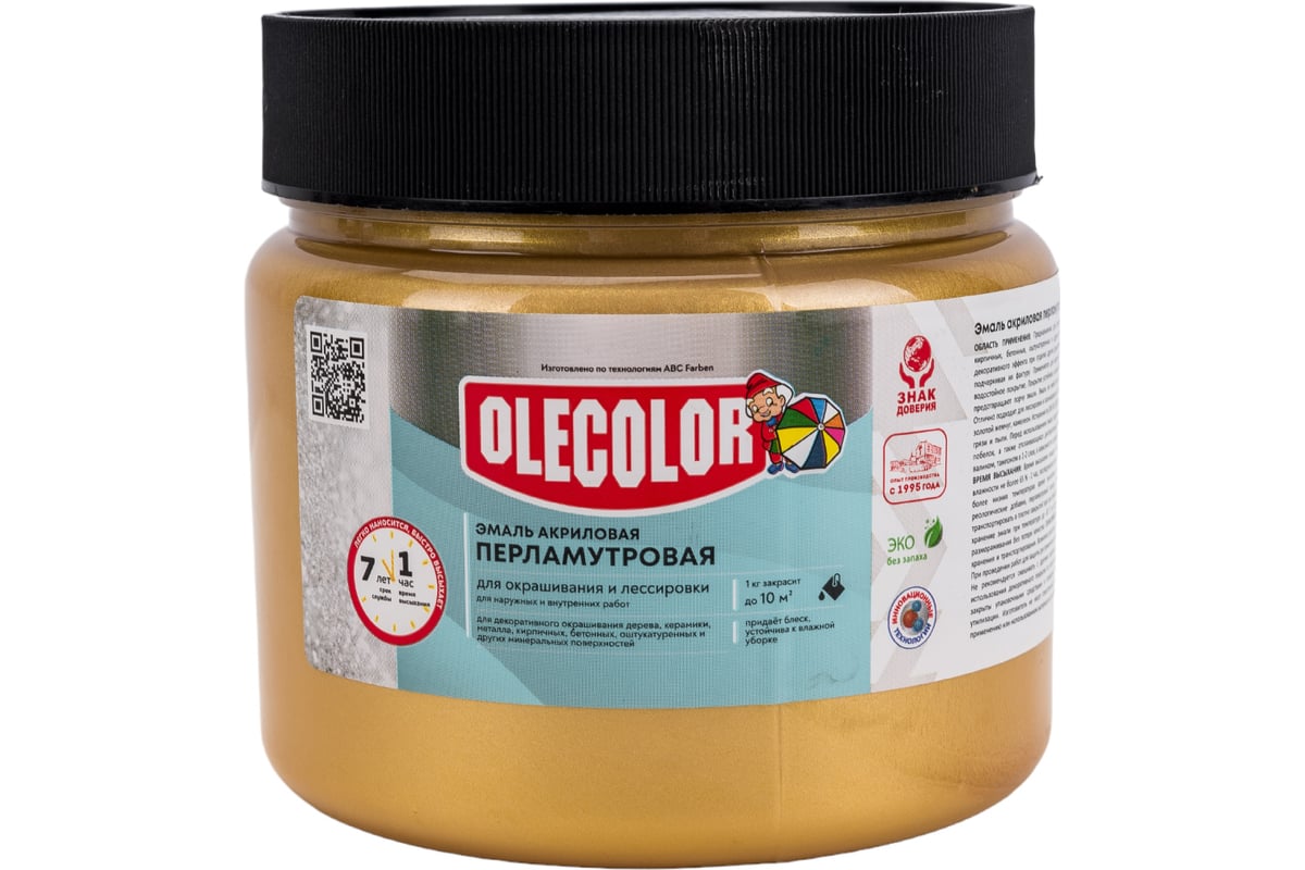 Акриловая эмаль OLECOLOR перламутровая, универсальная, золото, 0.3 кг  4300006107 - выгодная цена, отзывы, характеристики, фото - купить в Москве  и РФ