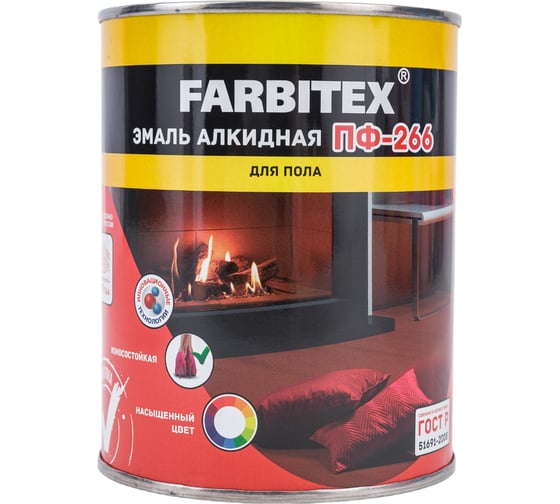 Алкидная эмаль FARBITEX ПФ-266 (красно-коричневый; 0.8 кг) 4300005988