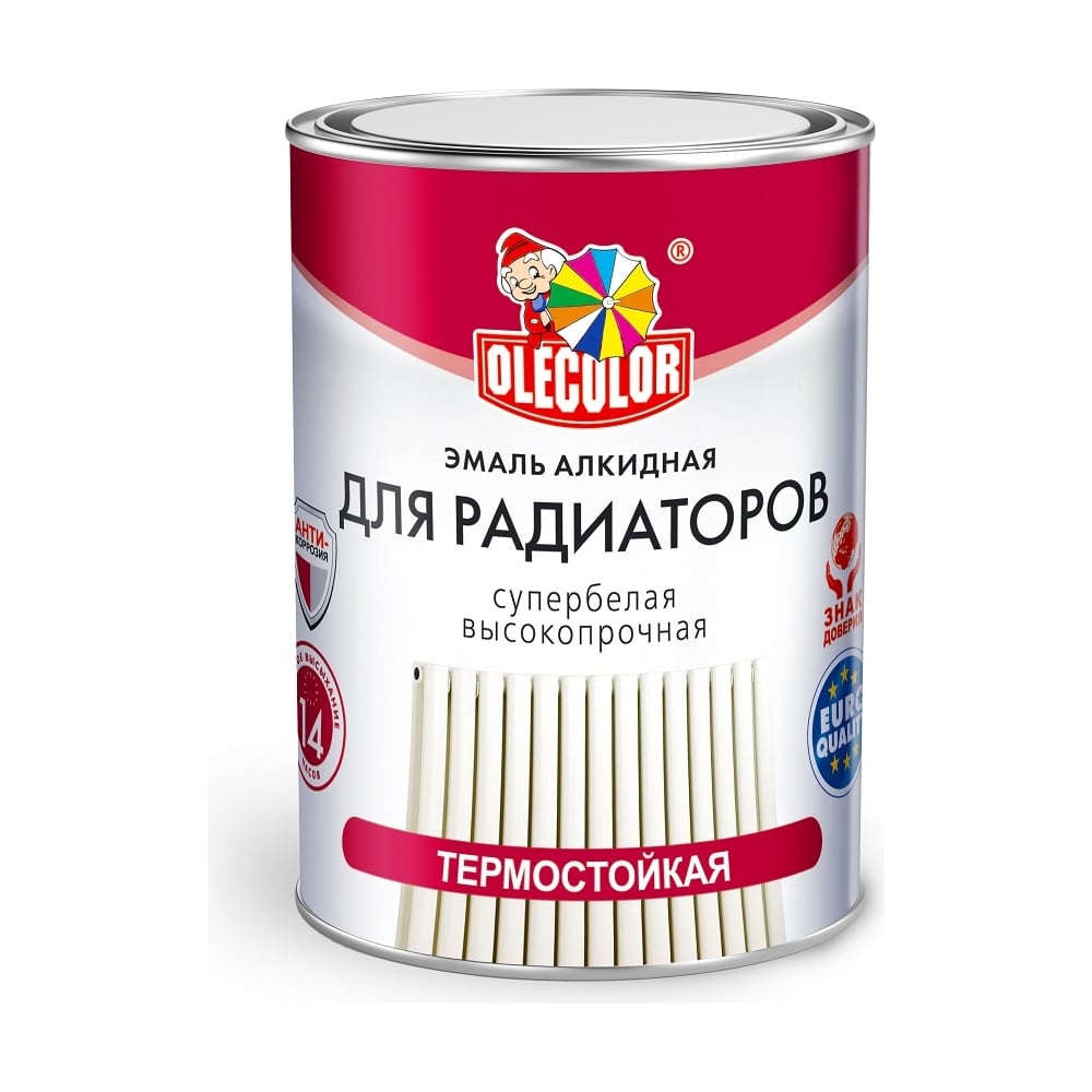 Алкидная эмаль для радиаторов OLECOLOR белый, 0.9 кг 4300000703 ...