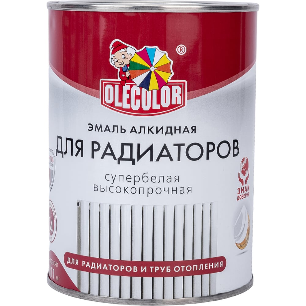 Алкидная эмаль для радиаторов OLECOLOR белый, 0.9 кг 4300000703 ...
