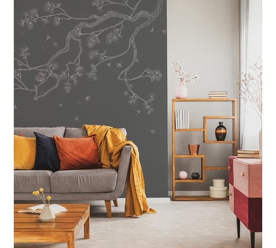Фотообои ООО Ортограф Sakura branch grey 3.97x2.7 м OF_34328