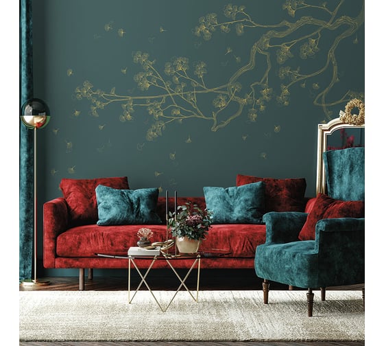 Фотообои ООО Ортограф Sakura branch green 3.97x2.7 м OF_34327 1