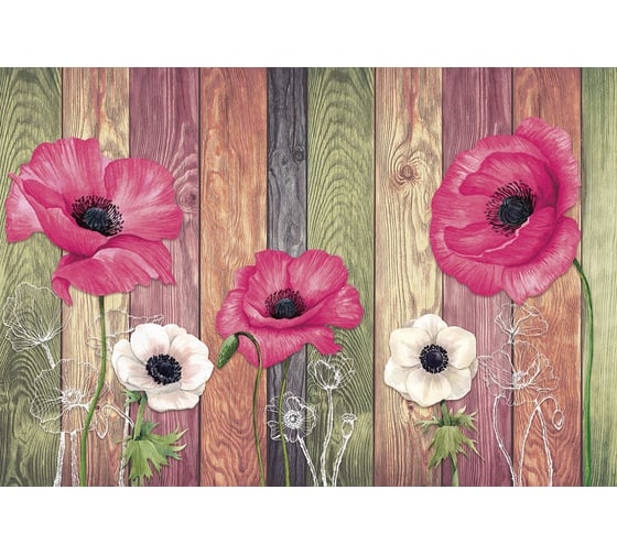 Фотообои ООО Ортограф Poppies and texture 3.97x2.7 м OF_34082