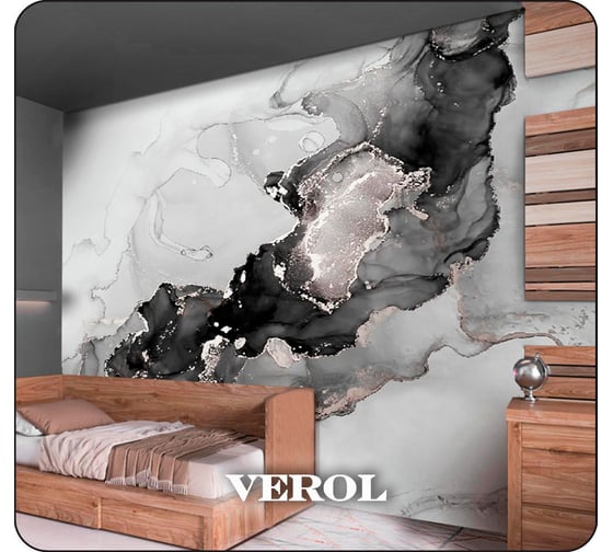 Флизелиновые фотообои Verol Серый флюид (встык; 300x283 см; моющиеся обои на стену) 19-ФФО_04119