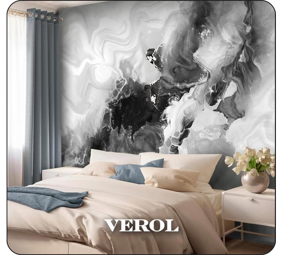 Флизелиновые фотообои Verol Серый флюид (встык; 300x283 см; моющиеся обои на стену) 19-ФФО_04119