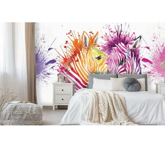 Фотообои 3D Design Studio 3D Акварельные зебры ART028300x270