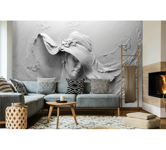 Фотообои 3D Design Studio 3D Барельеф женщина в шляпе BR-019300x270