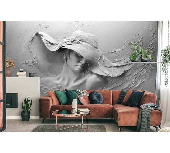 Фотообои 3D Design Studio 3D Барельеф женщина в шляпе BR-019300x270