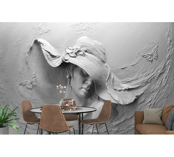 Фотообои 3D Design Studio 3D Барельеф женщина в шляпе BR-019300x270