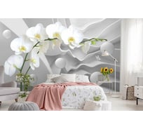 Фотообои 3D Design Studio 3D Белая орхидея на объемном фоне GM-026300x270