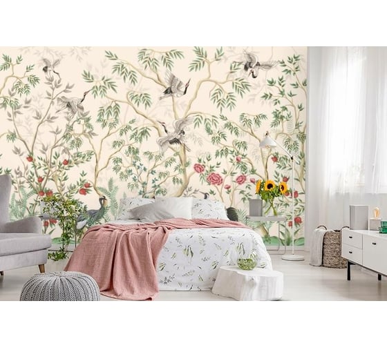 Фотообои 3D Design Studio 3D Сад с журавлями FN-032300x270