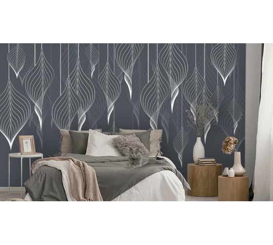 Фотообои 3D Design Studio 3D Ниспадающие ажурные листья в серых тонах PL-051300x270