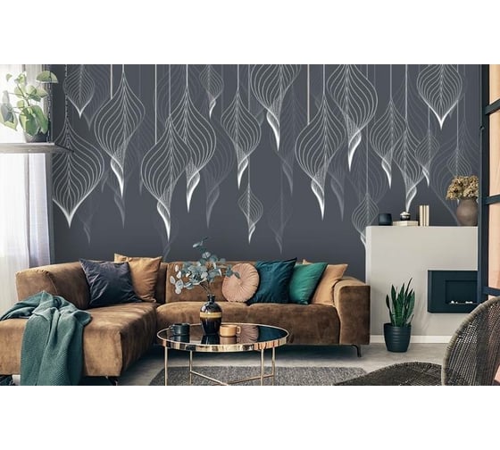 Фотообои 3D Design Studio 3D Ниспадающие ажурные листья в серых тонах PL-051300x270