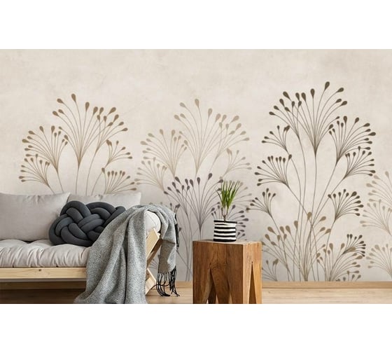 Фотообои 3D Design Studio 3D Цветущие травы на жемчужном фоне 400x270 см PL-046_400х270