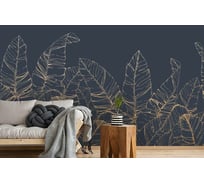 Фотообои 3D Design Studio 3D Композиция с листвой в тёмно-синих тонах 400x270 см PL-081_400х270