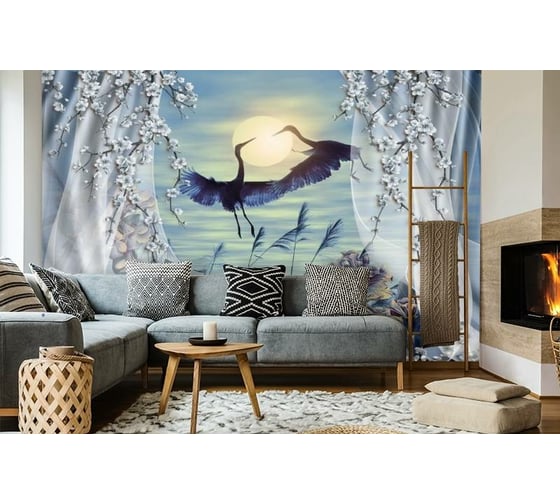 Фотообои 3D Design Studio 3D Пара журавлей на закате 400x270 см FN-058_400х270