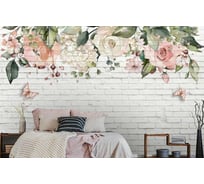 Фотообои 3D Design Studio 3D Коралловые розы на кирпичной кладке 400x270 см BT-027_400х270