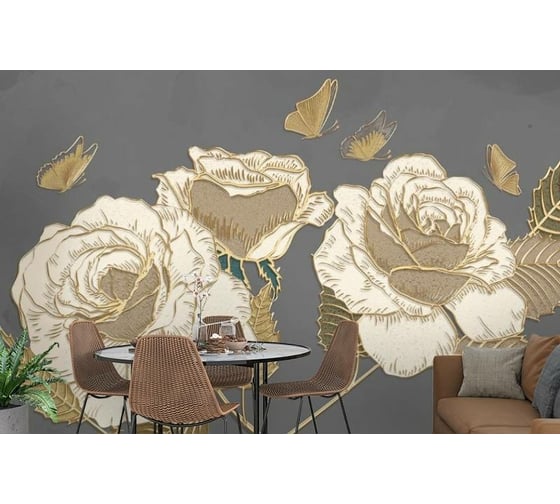 Фотообои 3D Design Studio 3D Розы в золотом тиснении 400x270 см SG-010_400х270 1