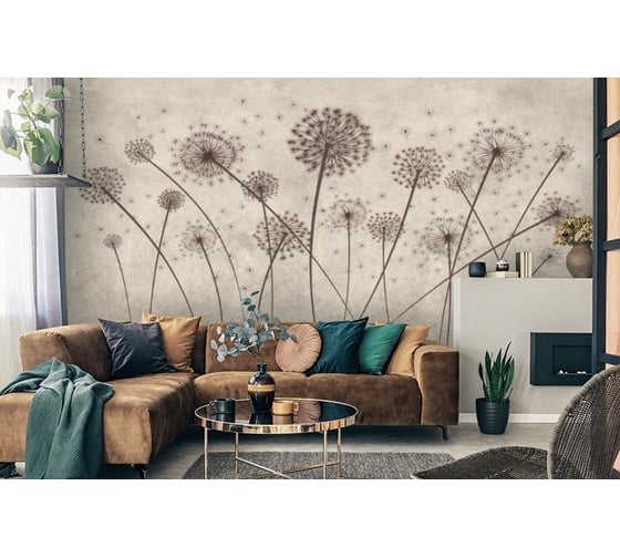 Фотообои 3D Design Studio 3D Одуванчики на светлой фактуре 400x270 см PL-041_400х270